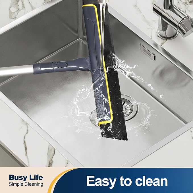 Yocada Floor Squeegee Broom EVA Foam Blade Aluminum Pole (Pack of 2)