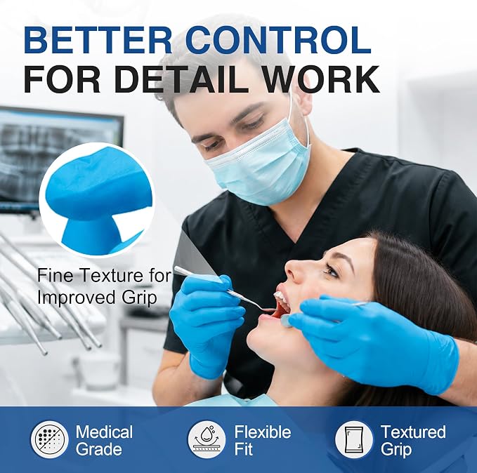 Schneider Medical Exam Glove, Gloves Disposable Latex Free, Powder Free | 3-Mil, Blue Nitrile Gloves, Food Safe Gloves, Cooking Gloves, Cleaning Gloves