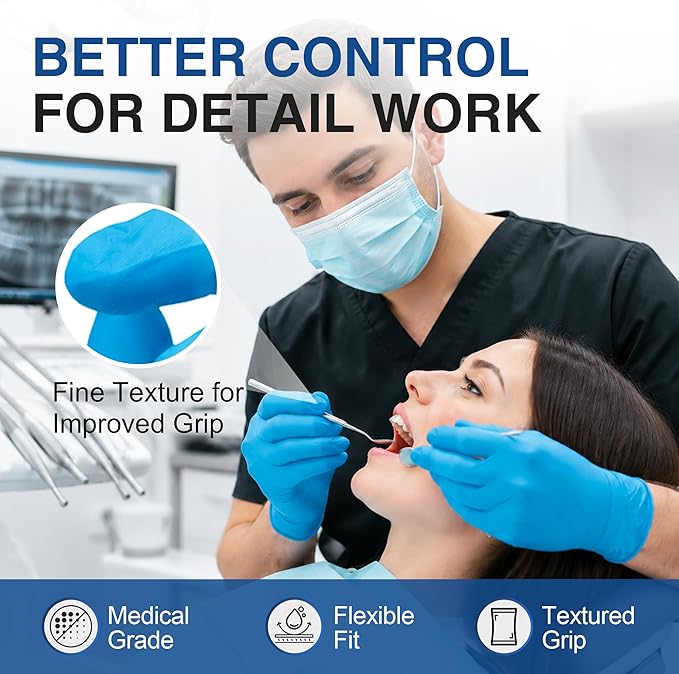 Schneider Medical Exam Glove, Gloves Disposable Latex Free, Powder Free | 3-Mil, Blue Nitrile Gloves, Food Safe Gloves, Cooking Gloves, Cleaning Gloves