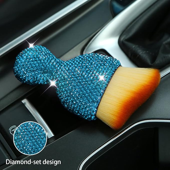 zipelo Diamond-Handle Car Detailing Dust Brush, Lake Blue | soft synthetic bristles, beveled profile reaches narrow gaps, scratch-free wet or dry use, compact storage, cleaning tools