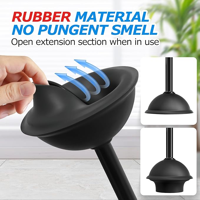 FORASTO 2Pack 4in1 Toilet Plunger and Brush Set - Bathroom Cleaning Tools | 21", Groove Gap Brush, Cleaning Gloves, Heavy Duty Toilet Bowl Cleaner, Apartment Must Haves Bathroom Decor Accessories