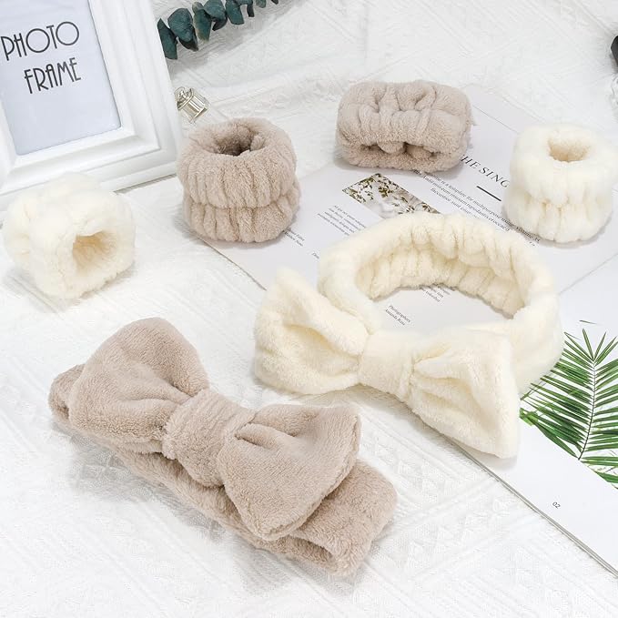 WHAVEL 6PCS Spa Headband and Wristbands Set for Washing Face Makeup | Self Care Gifts for Women & Girls ,Christmas Stocking Stuffers,Trendy Stuff Gifts ,Skin Care Accessories Tools,Party Favors