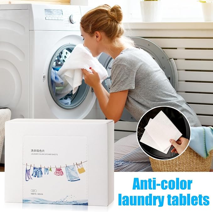 Laundry Color Absorption Sheets – Anti Dye Tablets, Washing Machine Paper | Clothes Protection Pads, Mixed Wash Accessory for Preventing Color Transfer and Fabric Care