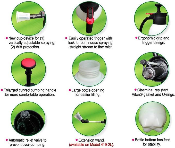 SOLO, 418-2L, 2 Liter One-Hand Pressure Sprayer, Red and White