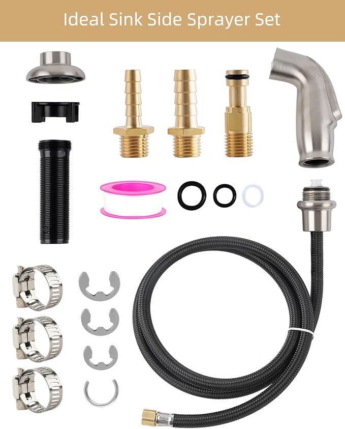 Universal Sink Spray Attachment with Braided Hose Set, Brushed Nickel | NSF/ANSI/CAN 372 Certified, Quick Side Connector Compatible with Moen Faucet Sprayer Head, Kitchen Sink Faucet Attachment