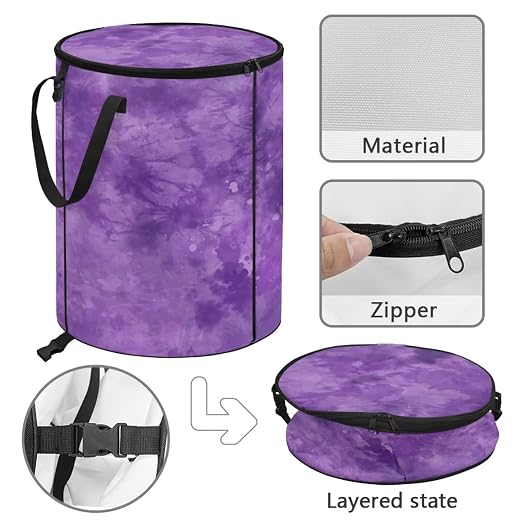 BIGCARJOB Tie Dye Collapsible Trash Can Wood Grain Camper Trash Can with Lid, 22.83x17.71, Water Proof Bag Outdoor Garbage Bin Storage Accessories, 23 Gallons