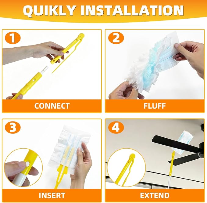 180° Duster Refills for Swiffer Duster, 40 Pack Microfiber Cleaning Dusters