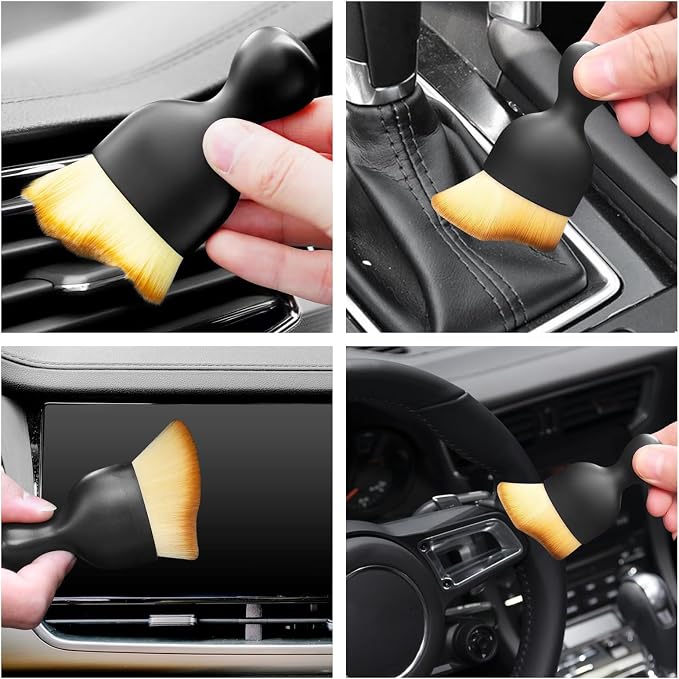 Car Interior Cleaning Brush Car Duster Interior with Ultra Soft Bristles | Auto Detailing Brushes Dusting Car Accessories for Dashboard, AC Vents, Leather, Scratch-Free (1Pack)