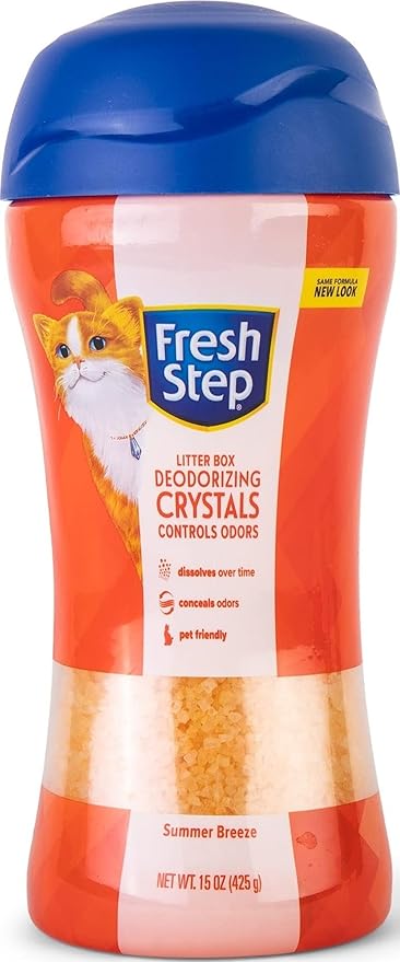 Fresh Step Cat Litter Crystals Deodorizer, Summer Breeze, 15 Oz | Non-toxic crystals neutralize odor at the source in any litter box, keeps home areas smelling fresh