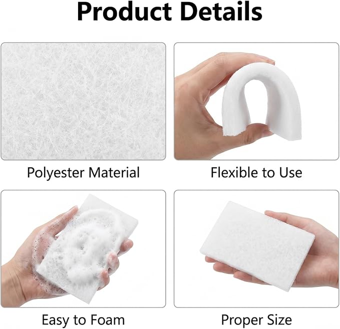 20 PCS Non Woven Scrubbing Pad,4x6 Inch Non Scratch Scouring Pad Light Duty | Scuff Pads Abrasive Surface Scrubber, Multipurpose Scouring Sponge for Polishing Cleaning Home Workshop