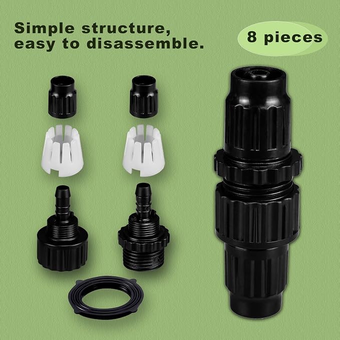 8 Pack Expandable Hose Repair Kit, Plastic Flex Hose Repair Kit Hose Female Male Connectors Accessories, Repair Connectors Will Repair ¾ Flex Hose Repair Kit. and Quickly