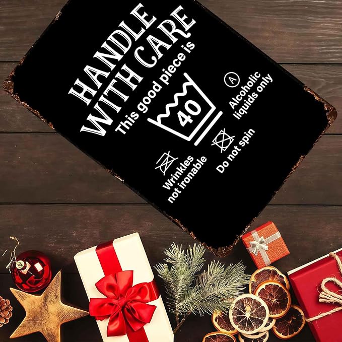 Handle With Care Funny Laundry Symbols Vintage Metal Signs 8x12 Inch | Great gift for humor lovers laundry room, perfect for kitchens, garages, and bars, adds a fun decorative touch to any space