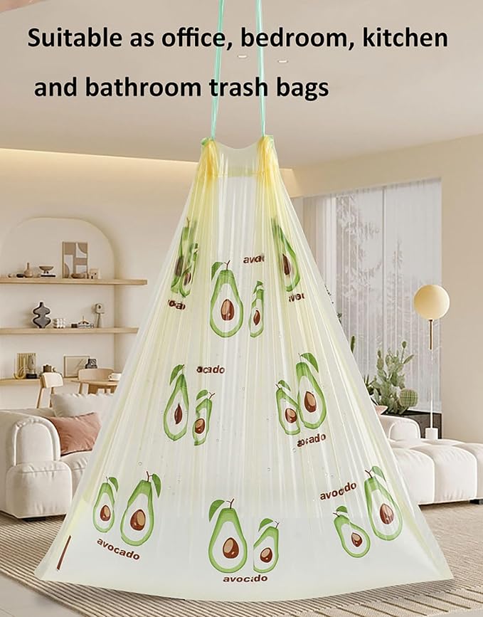 75 Counts 4 Gallon Trash Bags - 1.1 Mil Thick Drawstring small trash Bags for Bathroom, Kitchen, Bedroom, Office Toilet Home (Green-Yellow, 75Counts)