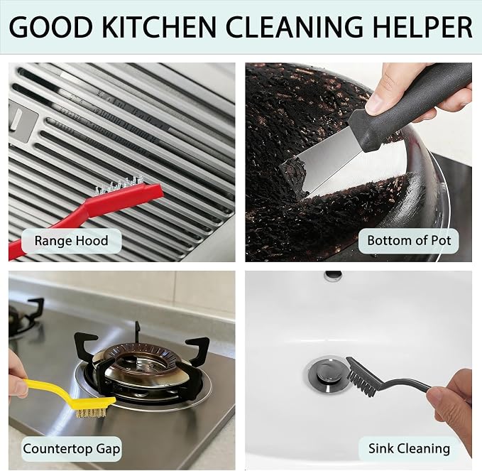 Crevice Cleaning Brush Set, Hard Bristle Gap Scrubber Tools for Bathroom Grout, Window Tracks & Shower Doors, Deep Cleaning Home Essentials & Practical Housewarming Gifts 12-Pack