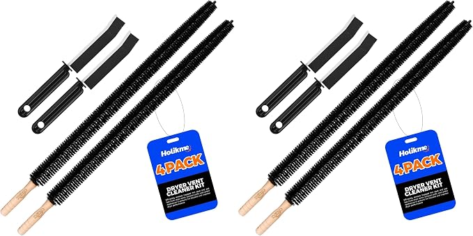 Holikme Dryer Vent Cleaner Kit 8 Pack - Household Cleaning Supplies,Long Flexible Refrigerator Coil Brush Radiator Brush,Dryer Lint Brush Home Essentials for Lint Trap Dust Vacuum Brush