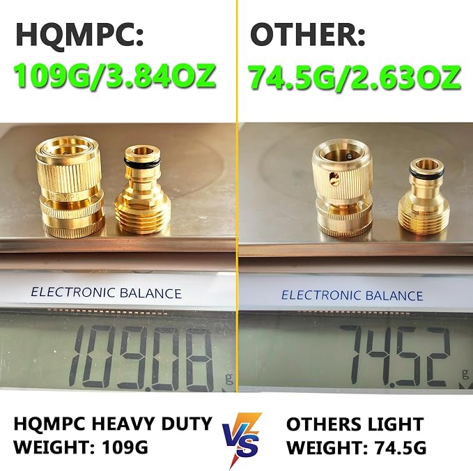 HQMPC Garden Hose Quick Connect Solid Brass Quick Connector Garden Hose Fitting Water Hose Connectors 3/4 inch GHT (3 SETS)