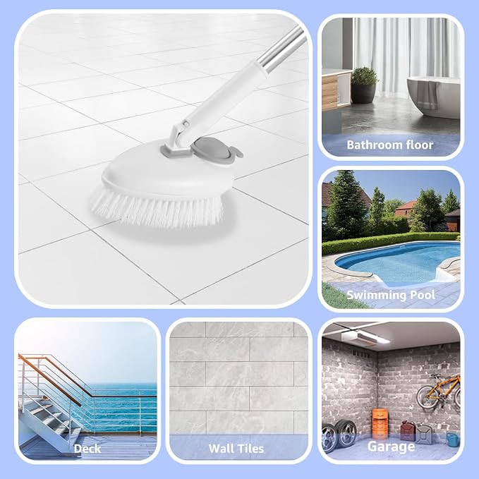 Shower Cleaner Brush Tub and Tile Scrubber with Soap Dispenser Shower Scrubbing Brush with 55.1 Inch Long Handle Bathroom Cleaning Brush with Adjustable Brush Head Floor Scrubber for Bathtub Tile