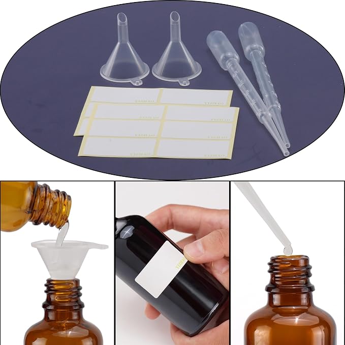 YIZHAO Black Glass Spray Bottles 1oz, with Small Fine Mist Spray, Metal Cap, Refillable for Essential Oil,Travel,Cleaning,Perfume,Aromatherapy,Makeup – 12 Pcs