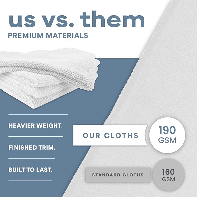 S&T INC. Microfiber Cleaning Cloth, 50 Pack, 11.5" x 11.5", White | Bulk Cleaning Cloth for Home and Car, Reusable and Multi-Purpose Cleaning Rags for Business, Machine Washable