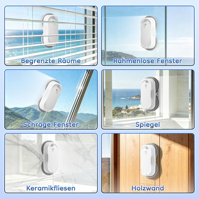 2026 Updated Window Cleaning Robot - Enhanced Battery, Max 6400Pa, Path Planning, Anti-Slipping, Edge Detection, Window Cleaner Robot for High-Rise Windows (2 pairs of nozzles, 10 cloths) (White)