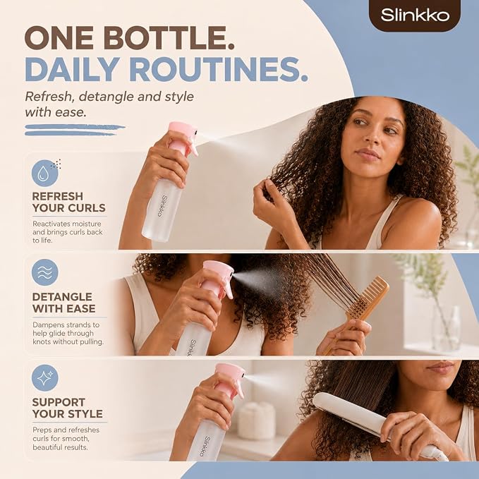 Mist Continuous Spray Bottle 150ml, Rose Clay | Ultra Fine Continuous Mist, Leak Resistant, Refillable, For Styling, Plants & Cleaning, Ergonomic Design