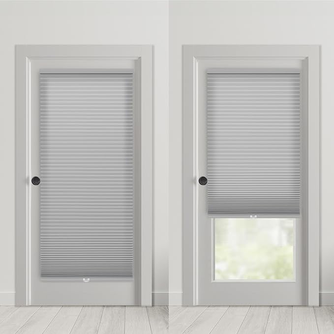 DEZ FURNISHINGS Cordless No Tools No Drill 1.5" Magnet Light Filtering Shades for Metal Doors, 24" W x 42" H, Ivory