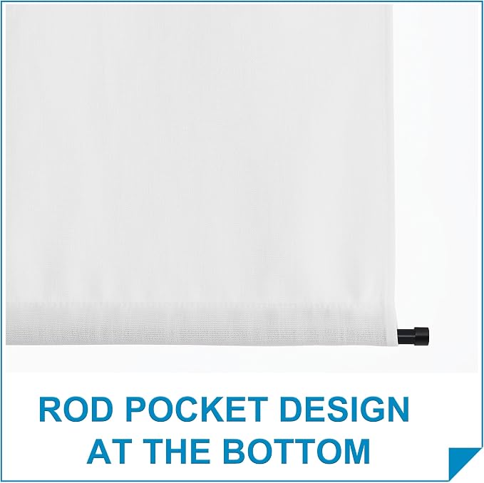 RYB HOME Faux Linen Side Door Curtain - Privacy Window Curtains for Patio French Door Front Door Sidelight Curtain Tie up Shade, 1 Piece, 12W x 72L Inches, Pure White