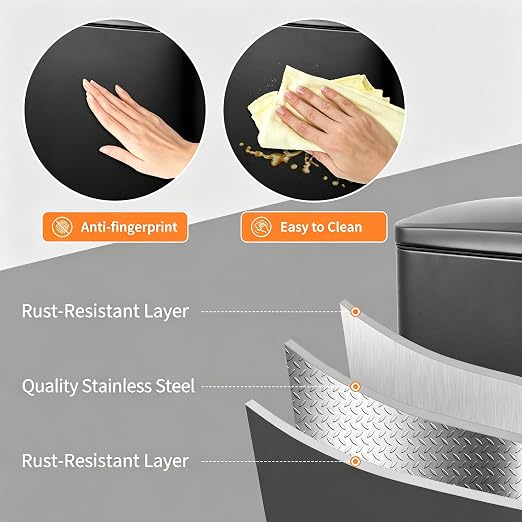 Takywep 13 Gallon/50L Stainless Steel Step Trash Can, Soft Close Pedal Garbage Bin with Detachable Inner Bucket, Fingerprint Resistant,Dual-Use Waste & Recycling Container for Home Kitchen, Bathroom