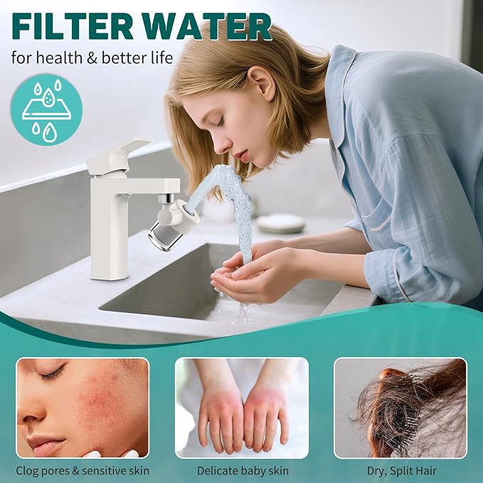 CECEFIN Sink Faucet Water Filters for Bathroom Kitchen, 99% Reduce Chlorine | NSF/ANSI/CAN 372 Standard,720 Swivel Faucet Mount Water Filtration System, 2-Mode Spray, Lasts 528 Gallons Tap Water Purifier