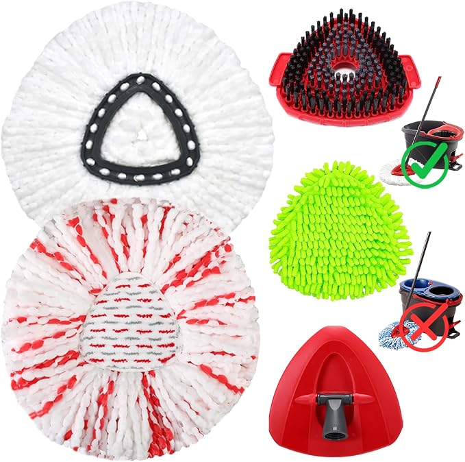 Spin Mop Head Replacement for Ocedar Easy Wring 1-Tank Mop Head for O Cedar | Spin Mop Refills, Mop Base, Scrubber Mop Head for O-Cedar, 40% More Cleaning Power, Reusable, Easy-to-Replace Mop Replace