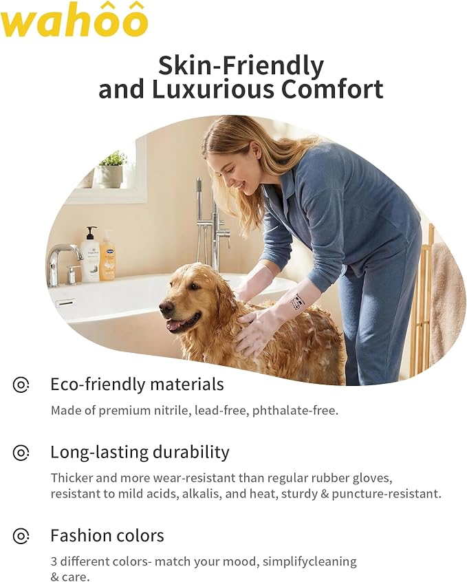 LANON wahoo 3 Pairs Nitrile Cleaning Gloves, 12 Mil Dishwashing Glove,Small | Dishwashing, Latex Free, Skin-Friendly, Dishes Washing, Reusable,DEHP-Free,Non-Slip,Household Colorful Kitchen Nitrile Gloves