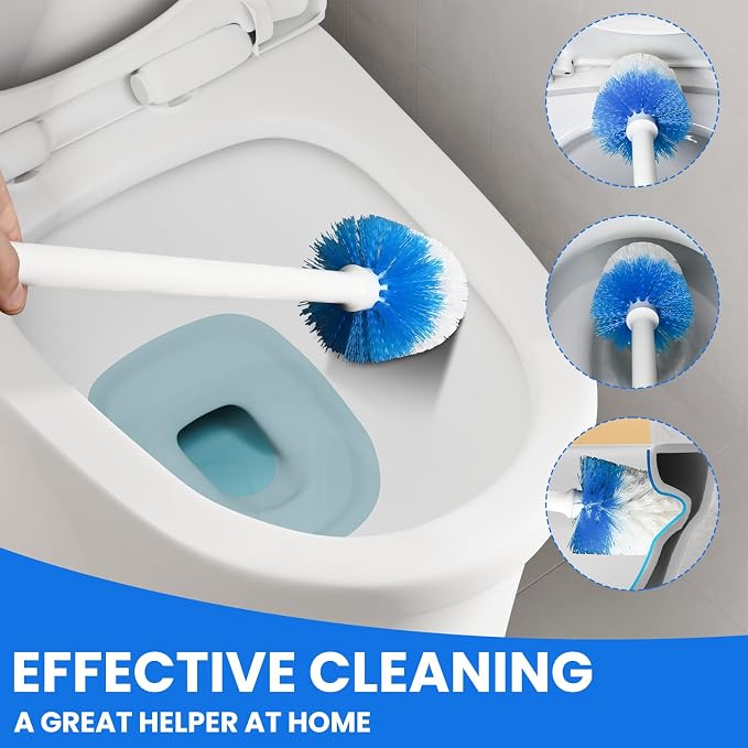 Toilet Brush Refills for OXO Toilet Brush Only, 2 Pack Replacement Heads | Toilet Brush Replacement Head for Deep Bathroom Toilet Bowl Cleaning, Blue & White, Nylon & Plastic Material Bristles