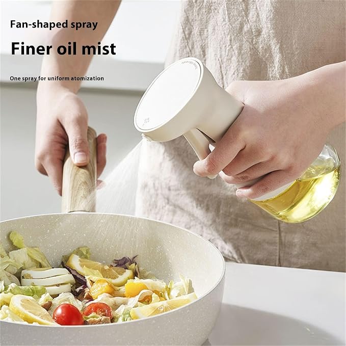 Glass Oil Sprayer Bottle with Drip-Free Nozzle, 280ml white | Pressurized Silicone Pumps for Accurate Liquid Seasoning Distribution and Multipurpose Kitchen Applications