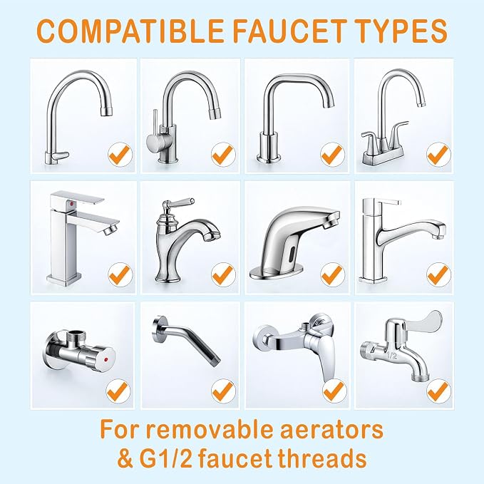 Shower Hose Adapter, Sink Faucet Adapter Kit to Garden Hose Adapter | Brass Sink Adapter, Threads: G1/2" Female, 55/64"-27 Female and 15/16"-27 Male to 3/4" GHT Male, with Washers and PTFE Tape