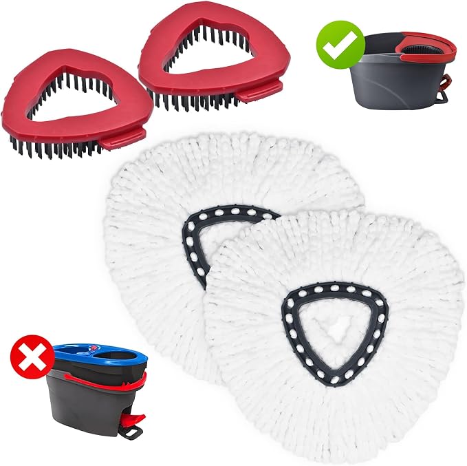 Mop Heads Replacements for Ocedar, Mop Replace Head for O Cedar, Mop Heads for O Cedar, Mop Replace Head for Cedar, Mop Heads for O Cedar Spin Mop Include 2 Pack Mop Refills & 2 Pack Scrubber Mop Head