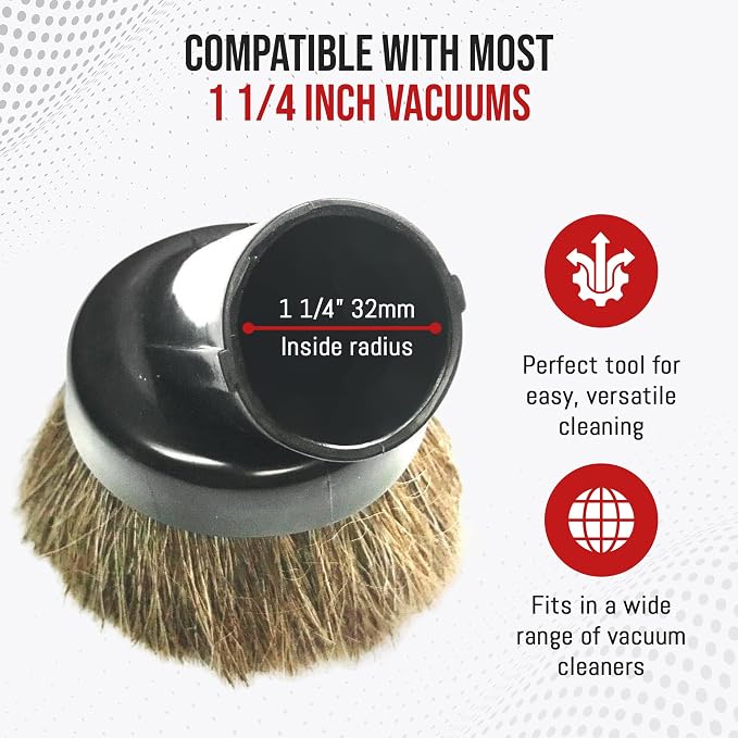 MP Maresh Products Dust Brush Attachment - Soft Bristle Cleaning Brush | Compatible with 1 1/4" Shop Vac, Eureka, Hoover, Central Vacuum System, Ceiling Fan Cleaner Duster, Household Vacuum Cleaners