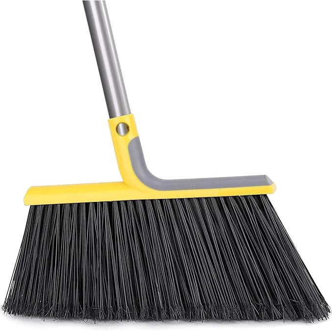 58" Heavy-Duty Commercial Broom, Outdoor Floor Cleaning Broom | Heavy-duty bristles, 58-inch handle, garage, patio, courtyard, commercial sweeping, leaves debris removal, durable