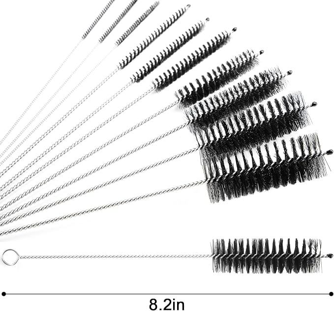 Straw Cleaner Brush, 10 Pieces 8.2 Inch Bottle Brush, Nylon Tube Brushes Kit for Reusable Drinking Straws, Sippy Cup, Tumbler, Water Bottle