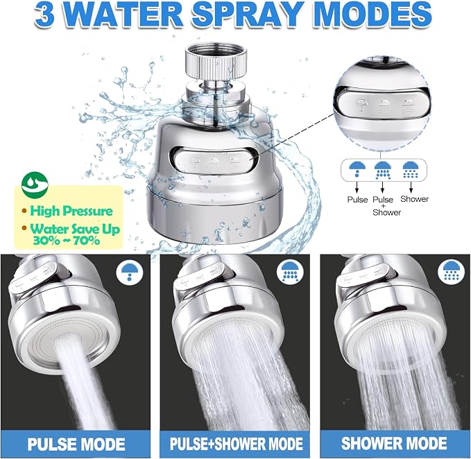 Kitchen Sink Faucet Sprayer Attachment, Movable Kitchen Tap Head 360° Rotatable, Anti-Splash Sink Sprayer Faucet Nozzle Head, Water Saving Faucet Aerator