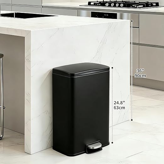 Takywep 13 Gallon/50L Stainless Steel Step Trash Can, Soft Close Pedal Garbage Bin with Detachable Inner Bucket, Fingerprint Resistant,Dual-Use Waste & Recycling Container for Home Kitchen, Bathroom