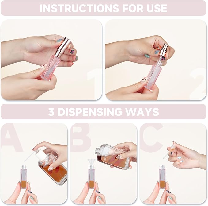 Perfume Travel Refillable 3 Pack 10ml Leak Proof Travel Perfume Bottles | Leak Proof Glass, Easy Refill, TSA Friendly Size, Fine Mist Spray Perfume Atomizer Ideal for Travel, Purse and Daily Carry
