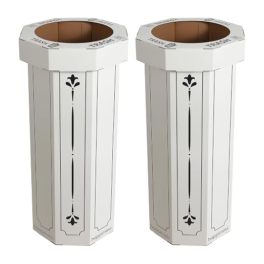 Eyely MPH1301C-SET2 Sal 25-Gallon Disposable Corrugated Cardboard Event Trash Can and Recycling Bin for BBQs, Beach, Parties & Events & Outdoor Activities, Bridal Ivory (Set of 2)