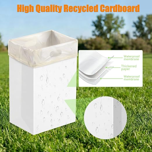 Hongmed Disposable Trash Can for Parties, 13 Gal Pop-up Paper Garbage Bins, Heavy-Duty Recyclable Cardboard Receptacle for Birthday, Wedding, BBQ, Holiday Cleanup, Holds 50+ Cans, 4 Pack