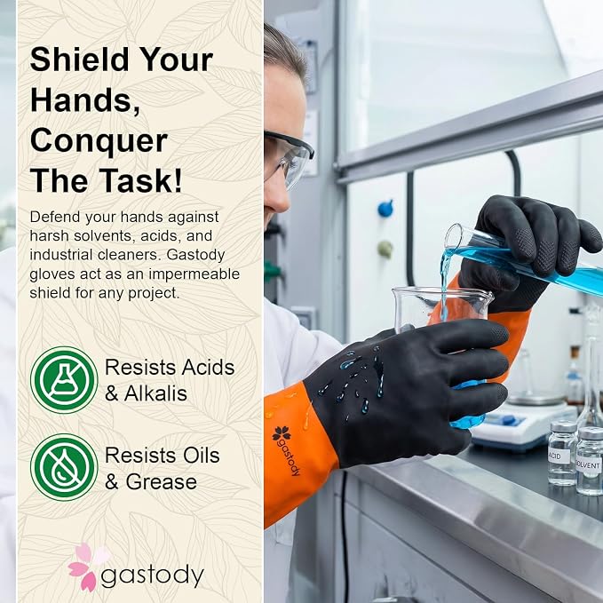 Gastody™ - Chemical Resistant Gloves, Reusable,Heavy Duty Safety Work Gloves,Resist Acid,Oil,Alkali - S-M-L-XL-XXL Size