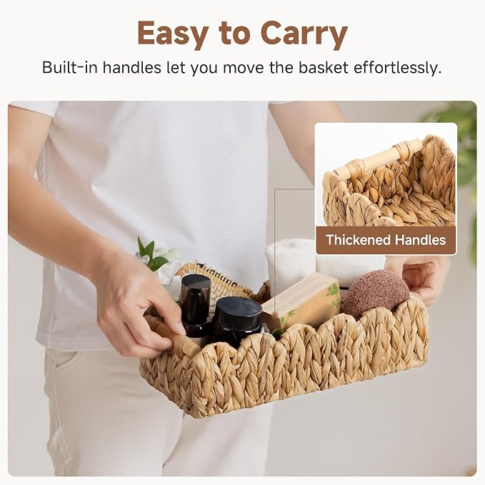 StorageWorks Toilet Paper Storage Baskets, Living Room Organizers | Scalloped Wicker Basket for Living Room, Decorative Scalloped Baskets for Storage, Wicker Baskets for Organizing and Decor