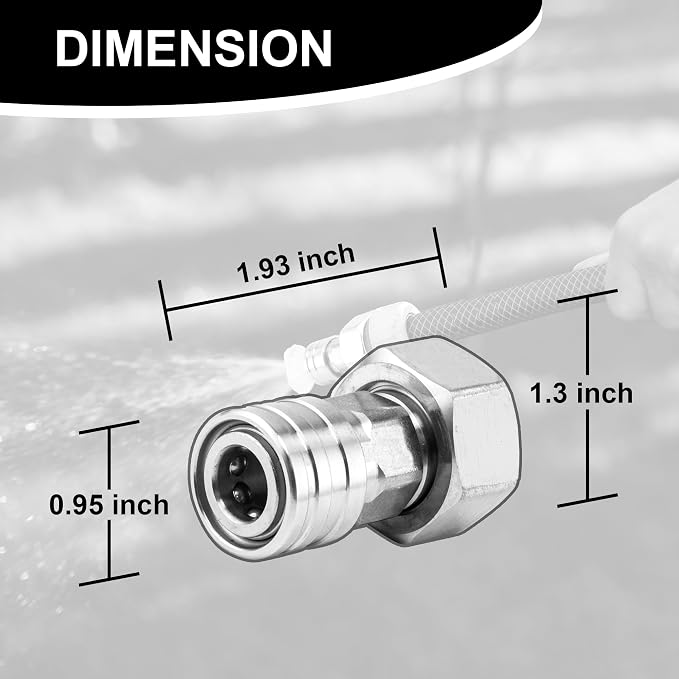 Raincovo Garden Hose to Pressure Washer Adapter, Stainless Steel, 1Pack | 3/4” GHT to 1/4” Quick Connect, Convert Water Hose to Power Washer Connector, Car Washing Nozzle & Hose Attachment