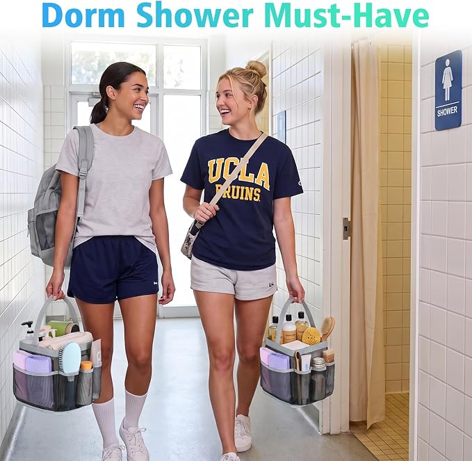 EUDELE Mesh Shower Caddy Portable for College Dorm Room Essentials, Shower Caddy Dorm with 9-Pocket Large Capacity for Beach, Swimming, Gym, Camping, Travel essentials