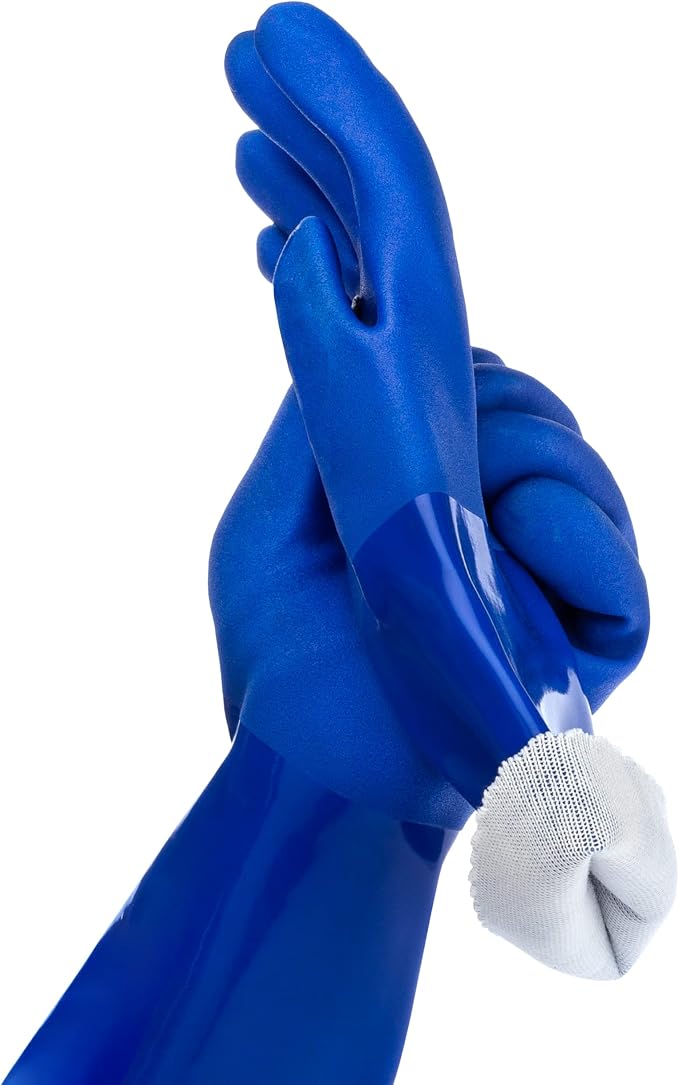 Ultimate Rubber Household PVC Gloves with Comfortable Cotton Lined, Anti-Slip surface, Kitchen Dishwashing, Extra Thickness, Kitchen Cleaning, Working, Painting, Pet Care (Small, Blue)