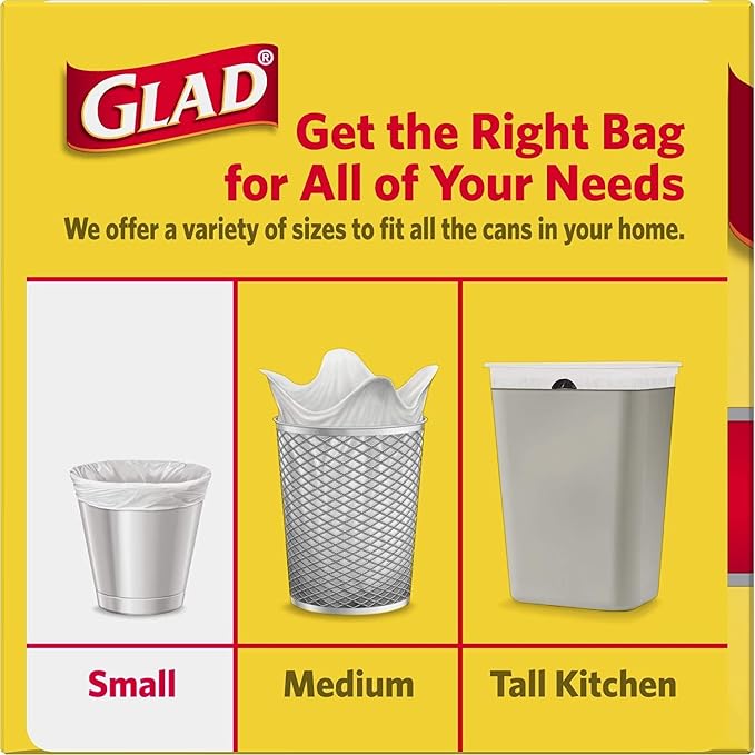 Glad Garbage Small, White, 4 gallons, 30 Count (Pack of 2)