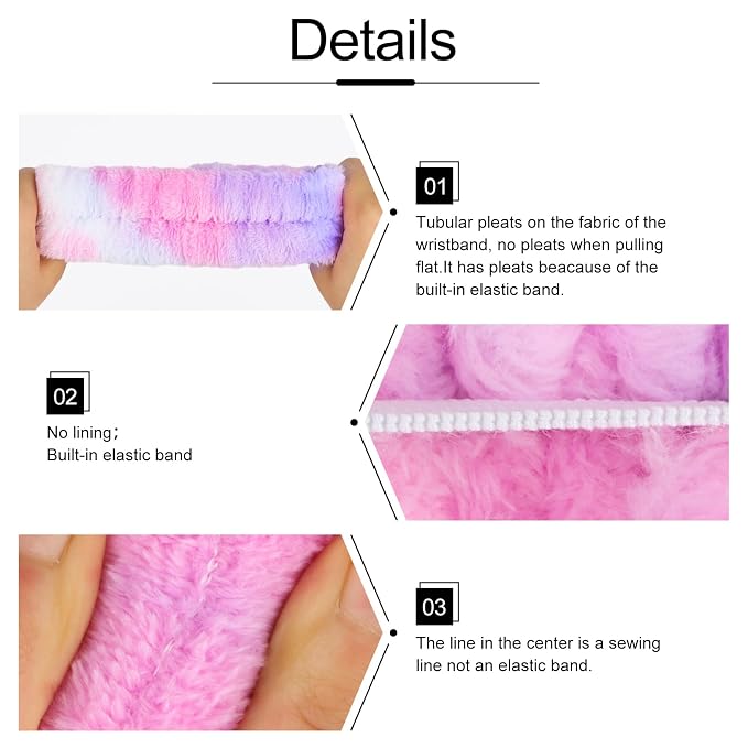 WHAVEL 6PCS Spa Headband and Wristbands Set, Face Wash Headband Wrist Bands for Washing Face Makeup Skincare Hair Band Skin Care Accessories Tools